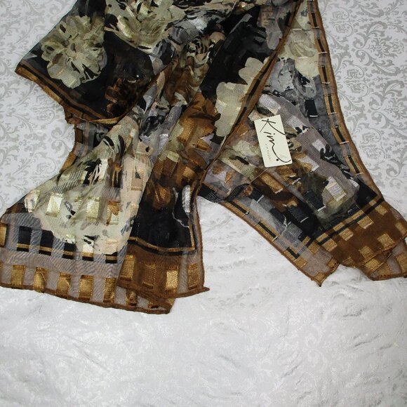 KIM ROGERS Sheer Floral Scarf NWT - Picture 7 of 9